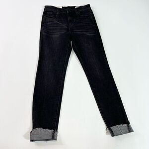 Blank NYC The Bond Skinny Jeans Womens 27 Black Wash Mid Rise Raw Hem Cuffs New